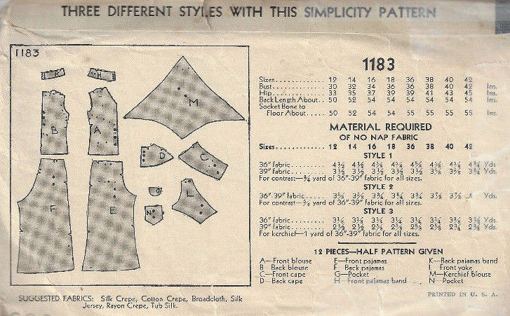 1930s-Vintage-Sewing-Pattern-B36-BLOUSE-PAJAME-PANTS-NOT-pyjamas-1798R-252827246253-2