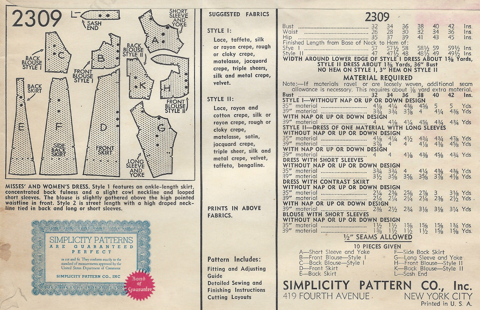 1930s-Vintage-Sewing-Pattern-B36-DRESS-1297-251584260860-2