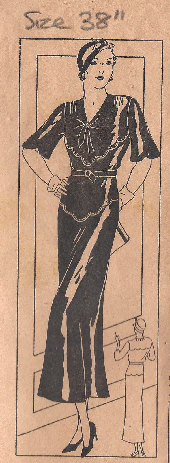 1930s-Vintage-Sewing-Pattern-B38-DRESS-1465-261986910488