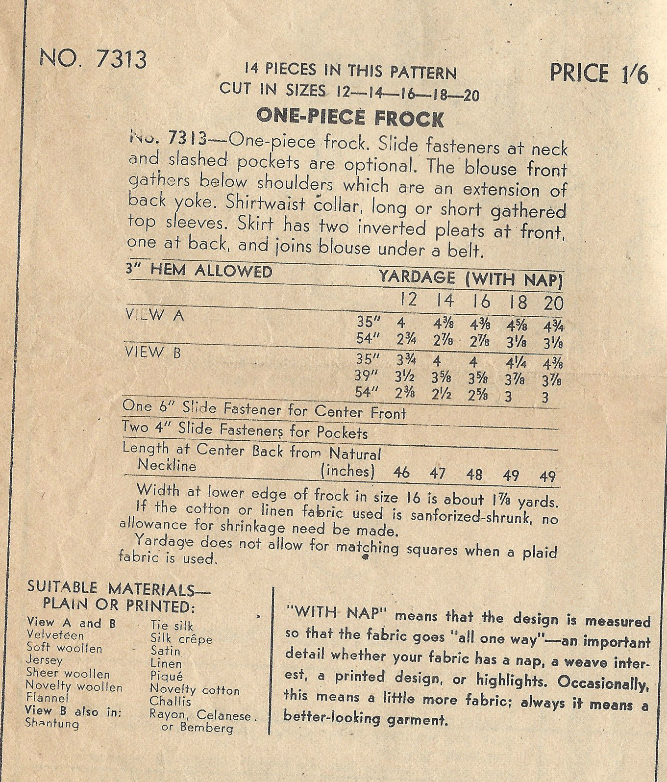 1930s-Vintage-VOGUE-Sewing-Pattern-B36-ONE-PIECE-DRESS-FROCK-1384-261729857870-3