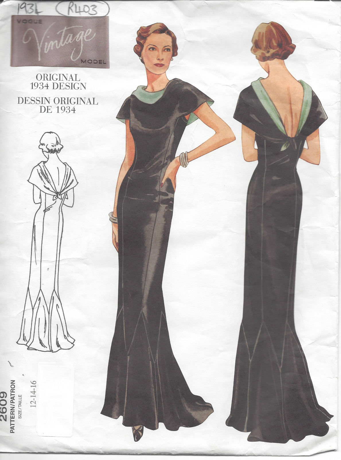 1934-Vintage-VOGUE-Sewing-Pattern-DRESS-B34-36-38-R403-251142631739