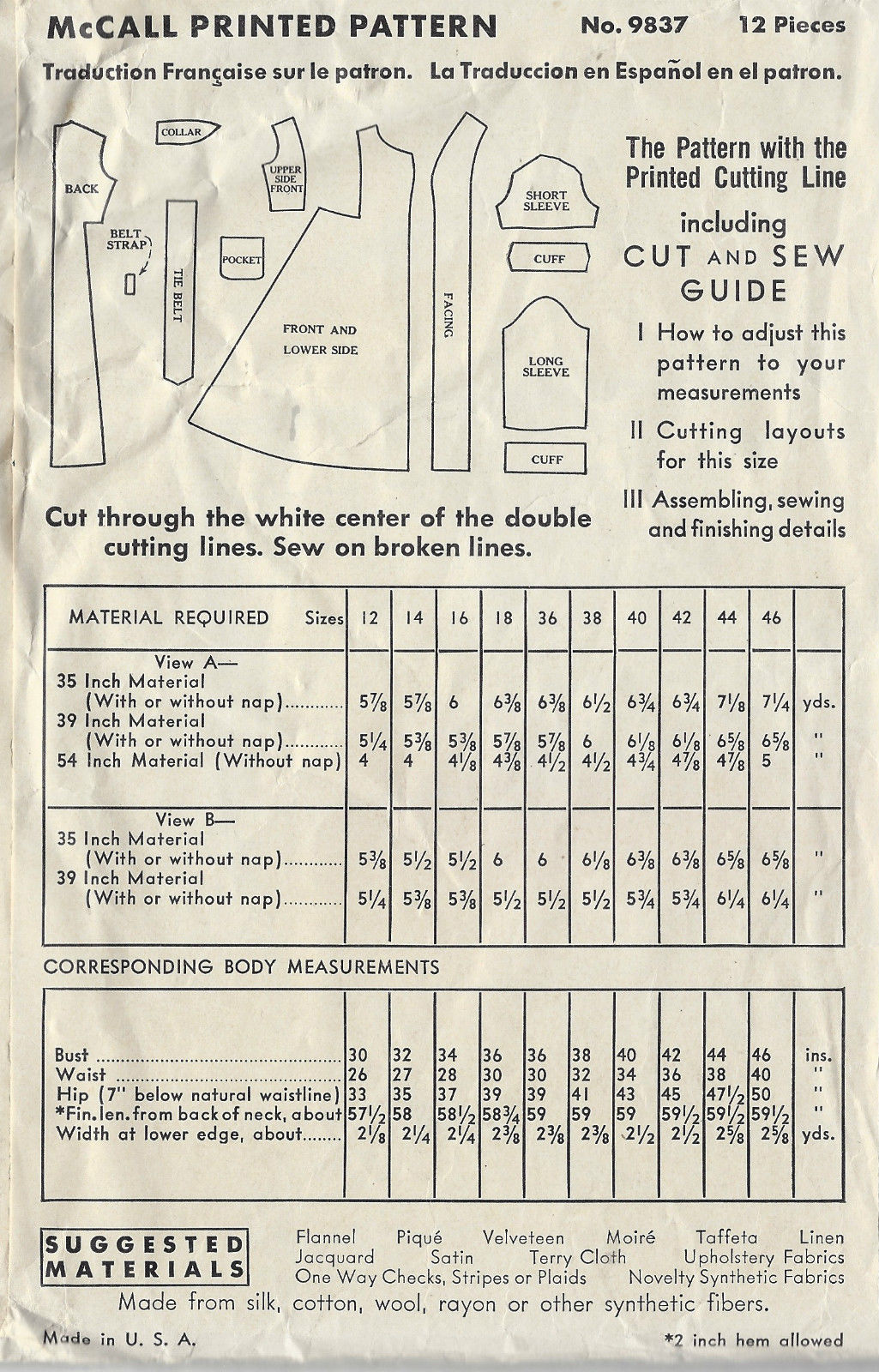 1938-Vintage-Sewing-Pattern-B36-BATHROBE-DRESSING-GOWN-1442-262398369787-2