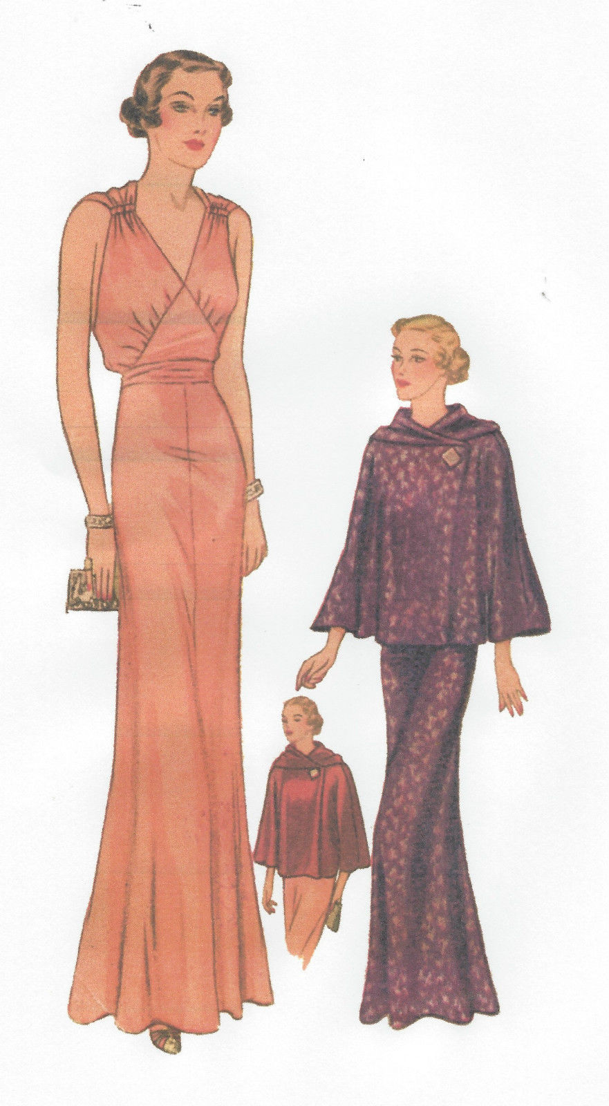 1939-Vintage-Sewing-Pattern-B36-CAPE-EVENING-DRESS-R958-251264239168
