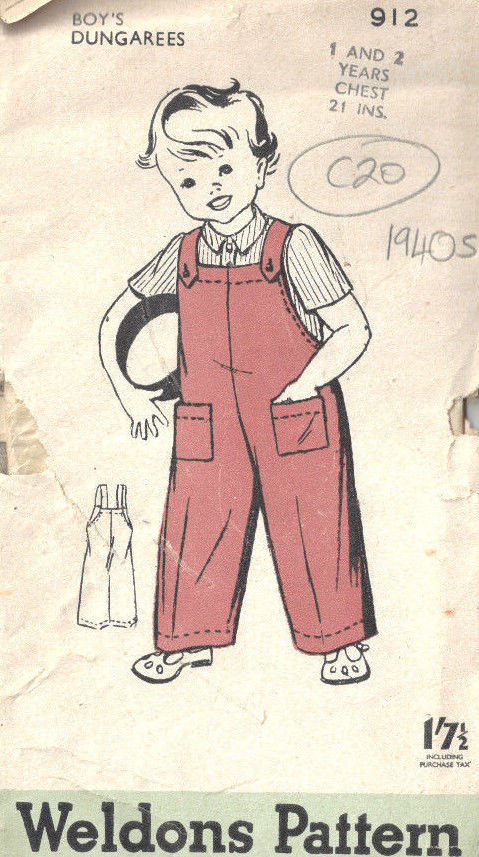 1940s-Childrens-Vintage-Sewing-Pattern-S1-2-B21-BOYS-DUNGAREES-C20-262604753070