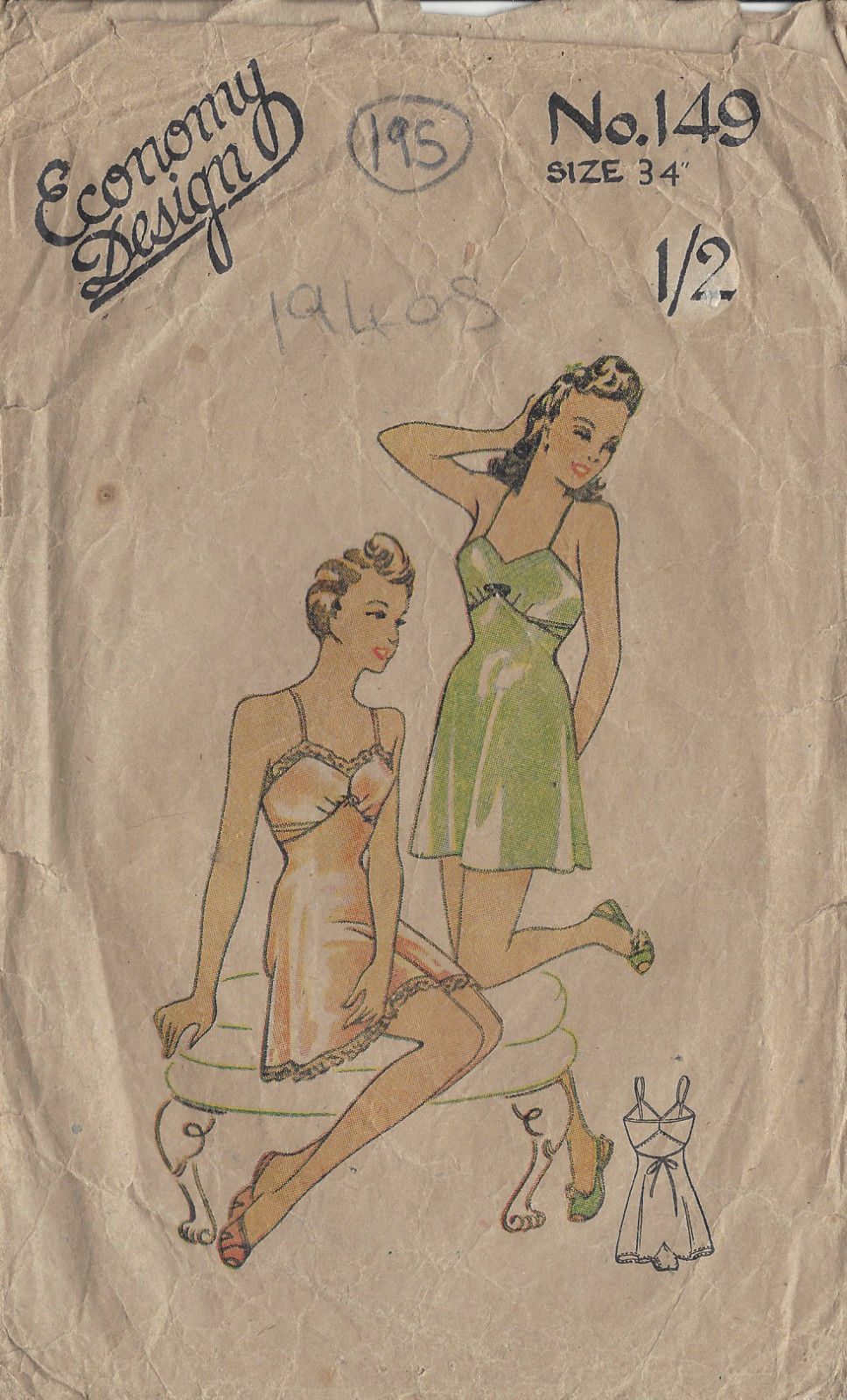 1940s-Vintage-Sewing-Pattern-B34-CAMI-KNICKERS-195-251146698139