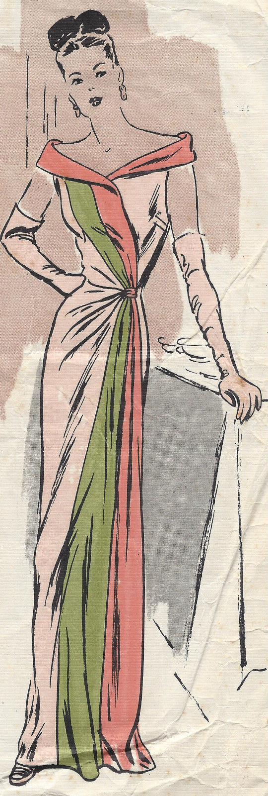 1940s-Vintage-VOGUE-Sewing-Pattern-B32-EVENING-DRESS-E1225-261449980795-3