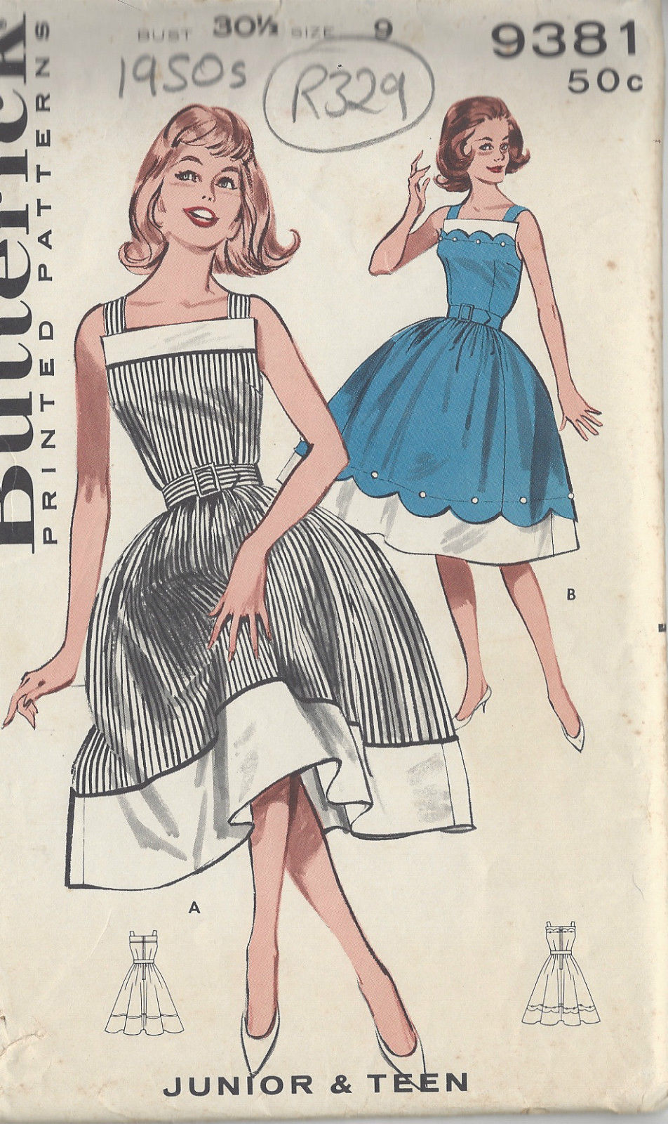 1950s-Vintage-Sewing-Pattern-B30-12-DRESS-R329-251161104611