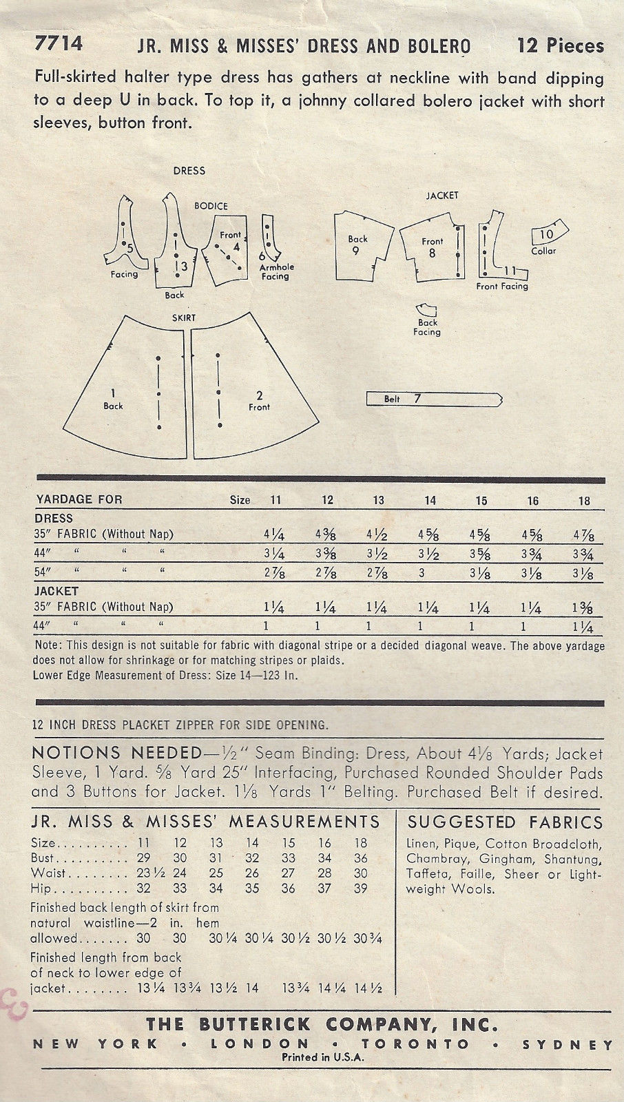 1950s-Vintage-Sewing-Pattern-B30-DRESS-BOLERO-R844-251221771261-2