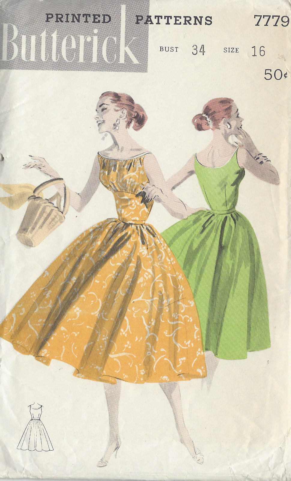 1950s-Vintage-Sewing-Pattern-B34-DRESS-1004-261221499101