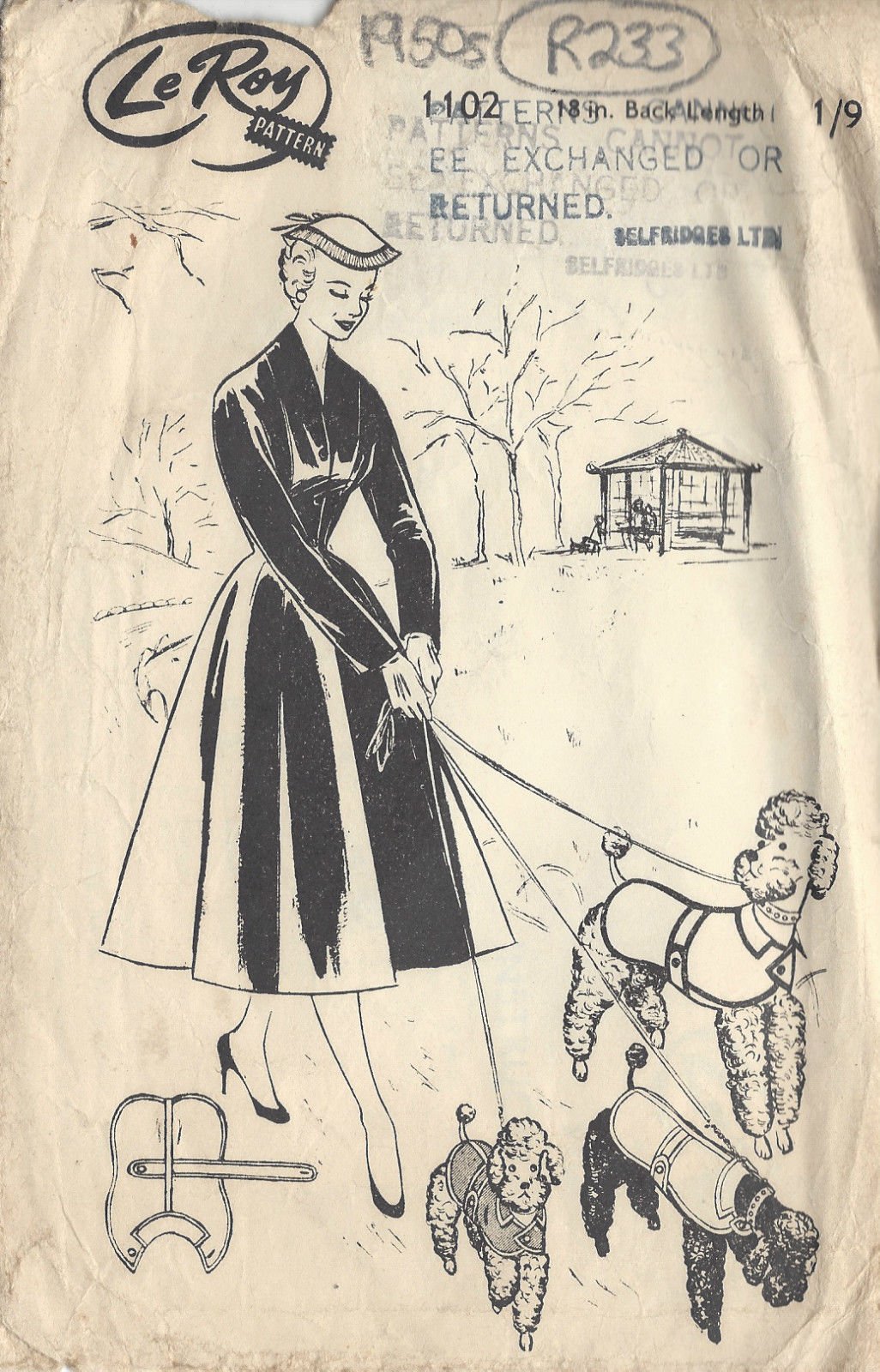 1950s-Vintage-Sewing-Pattern-DOG-JACKET-COLLAR-LENGTH18-R233-251164520114