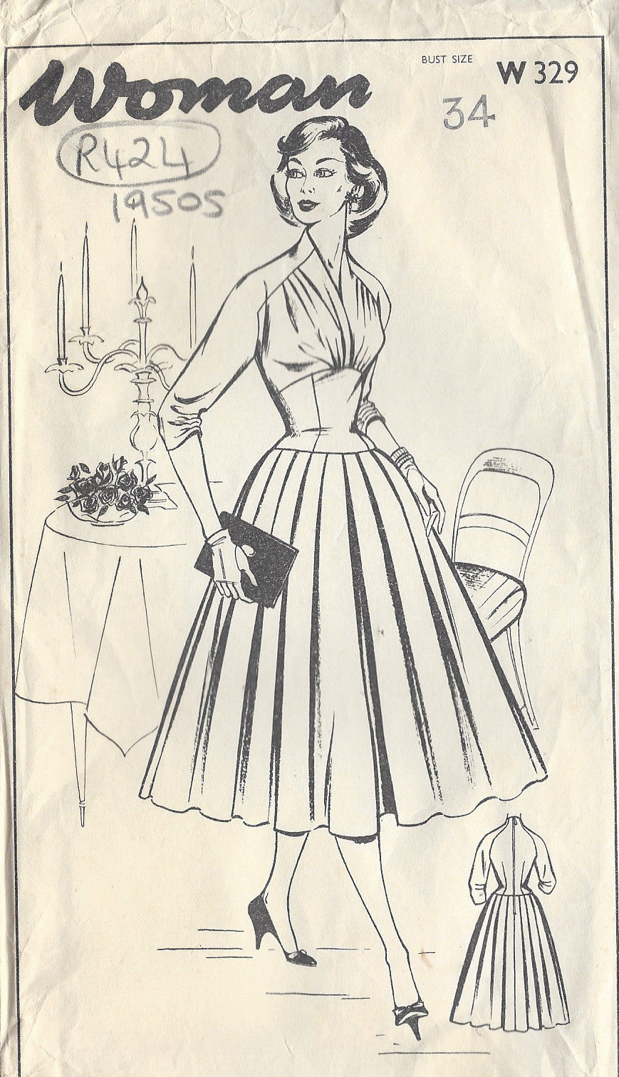 1950s-Vintage-Sewing-Pattern-DRESS-B34-R424-251142594832