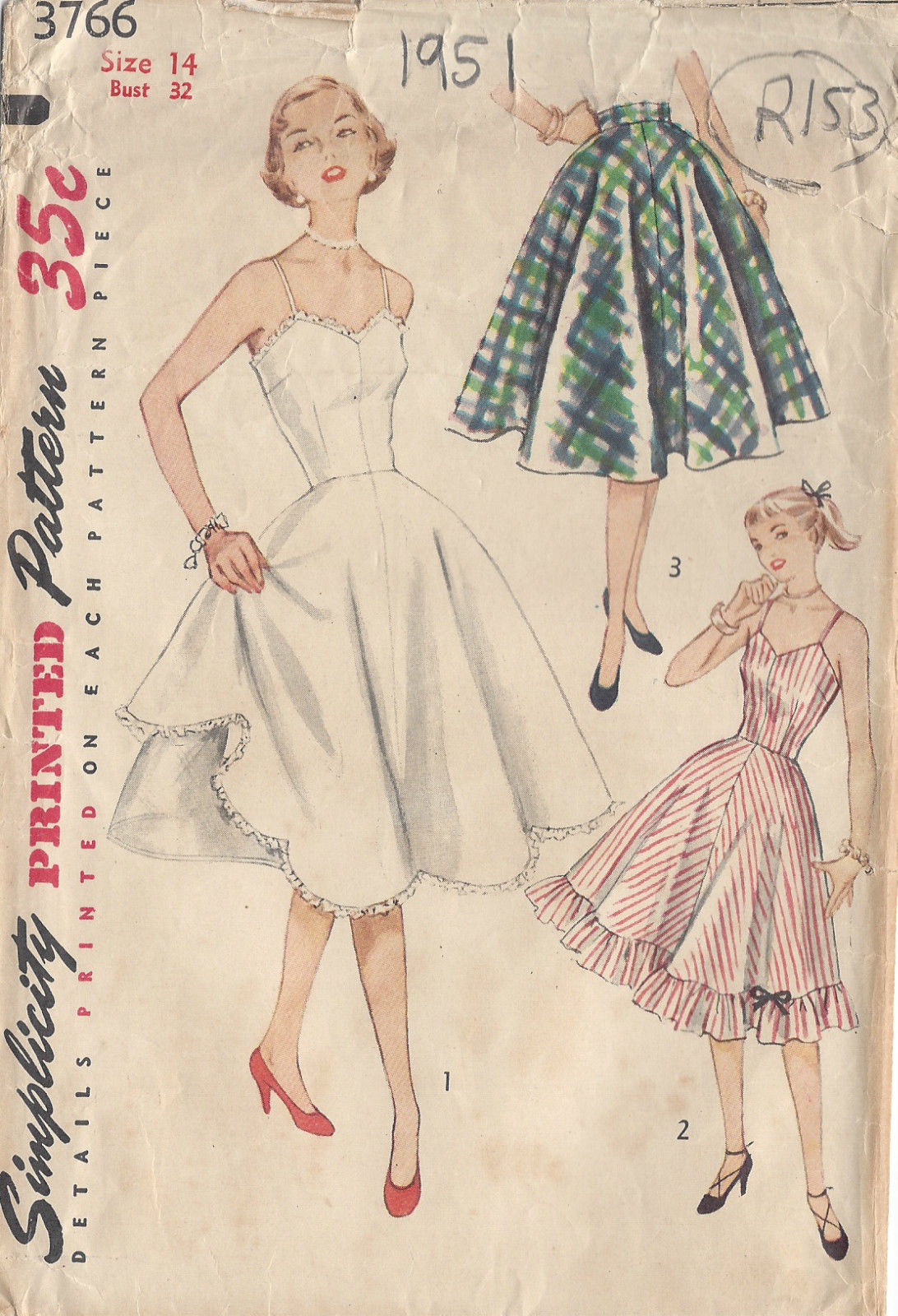 1951-Vintage-Sewing-Pattern-B32-SLIP-PETTICOAT-R153-251144390570
