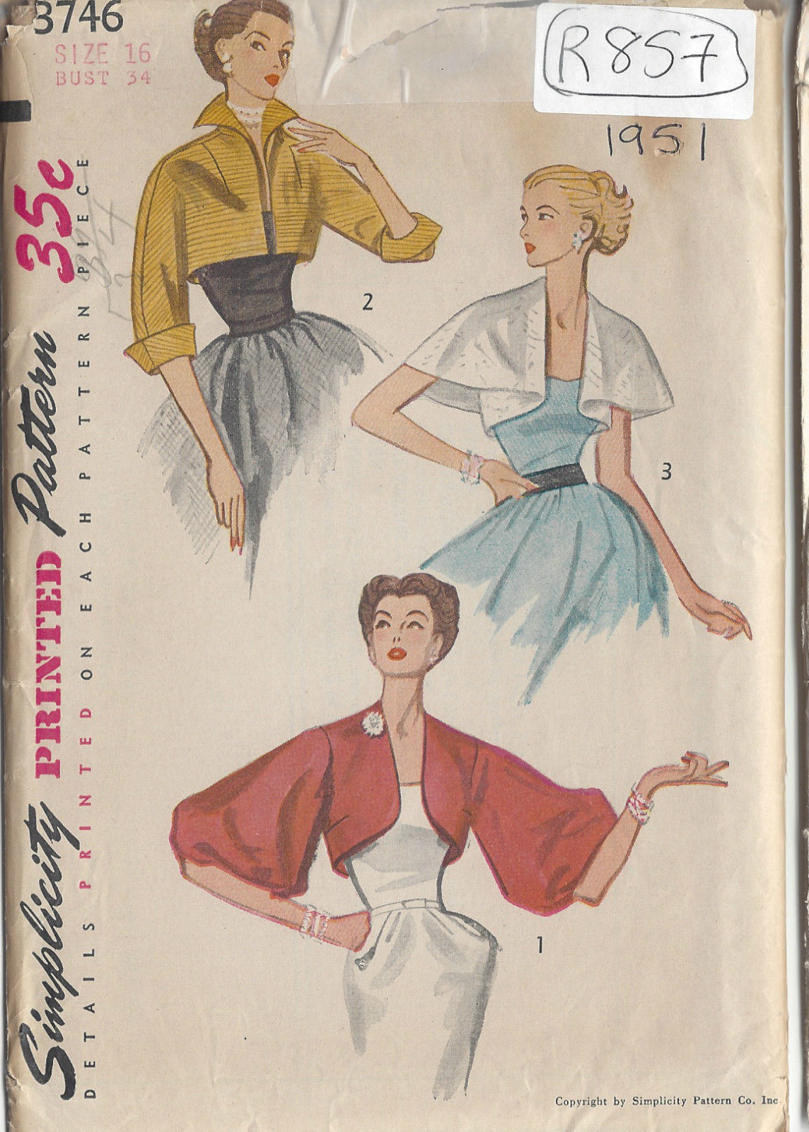 1951-Vintage-Sewing-Pattern-B34-JACKET-R857-251998464181