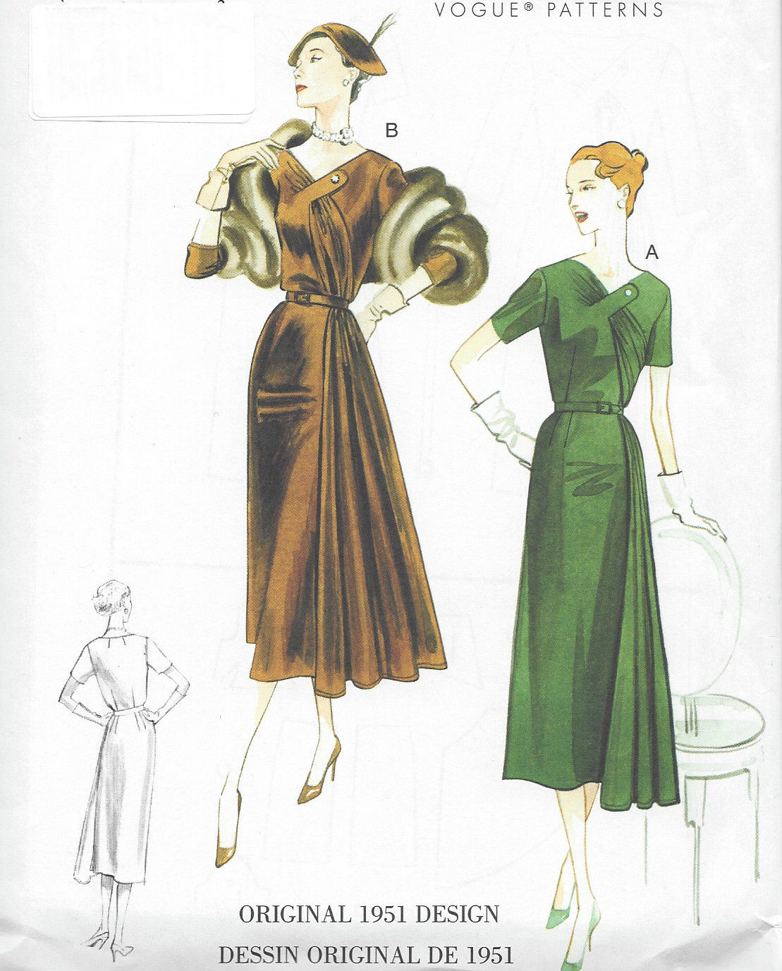 1951-Vintage-VOGUE-Sewing-Pattern-DRESS-B38-40-42-44-46-R796-261137173482