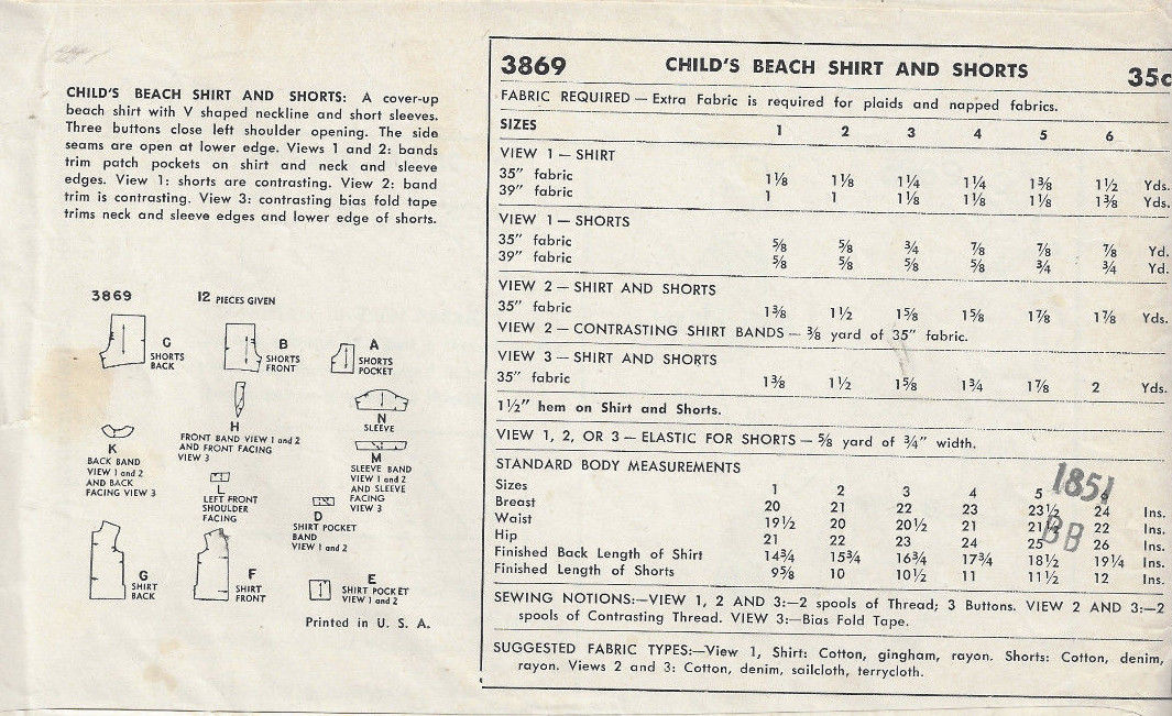 1952-Childrens-Vintage-Sewing-Pattern-S5-B235-BEACH-SHIRT-SHORTS-UNISEX-C24-252527114289-2