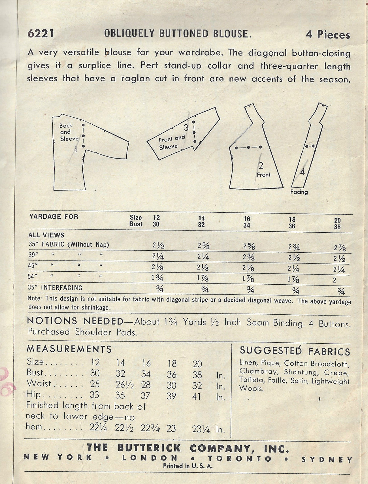 1952-Vintage-Sewing-Pattern-B36-BLOUSE-1813-252879910311-2