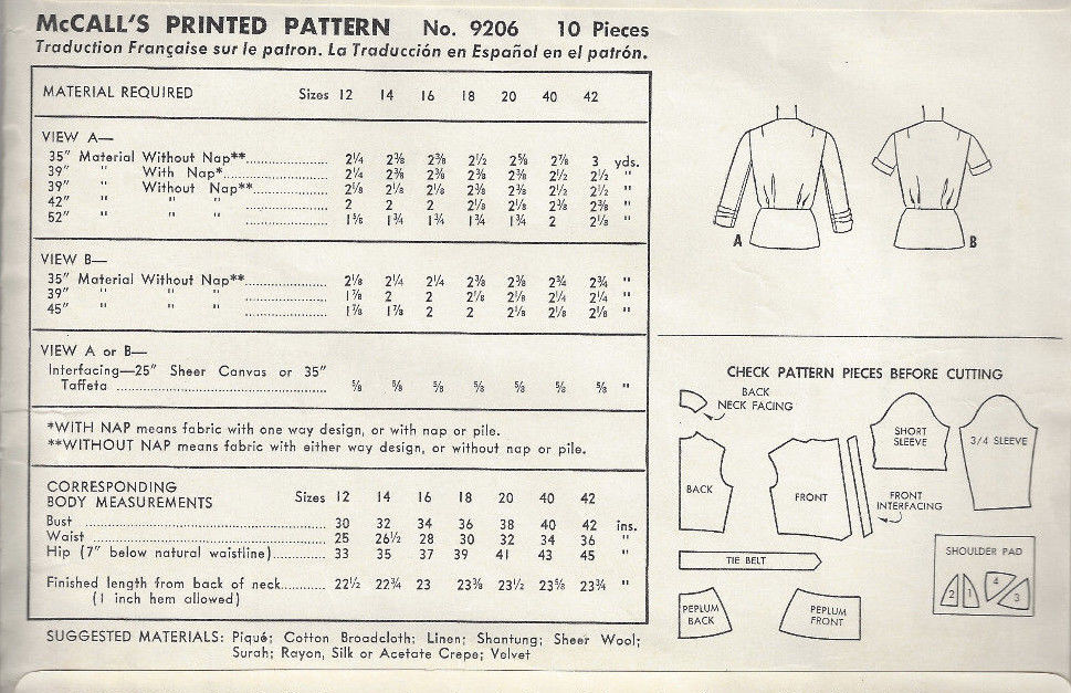 1952-Vintage-Sewing-Pattern-BLOUSE-B36-1676-262513085913-2