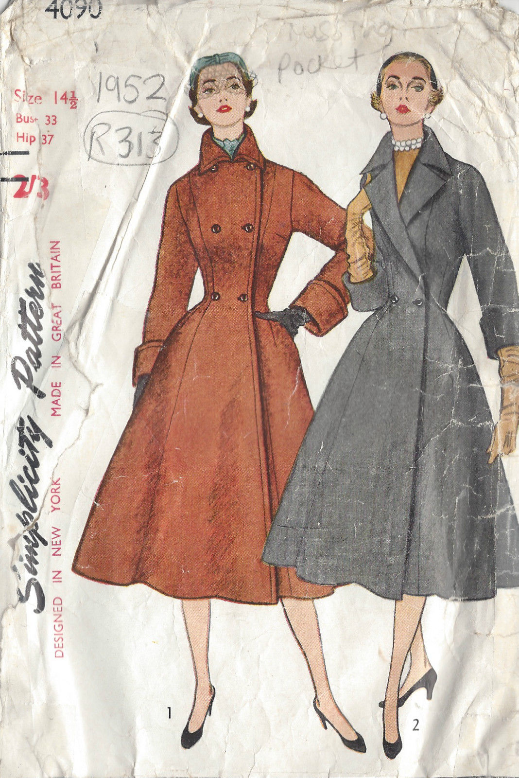 1952-Vintage-Sewing-Pattern-COAT-B33-R313-251169717702