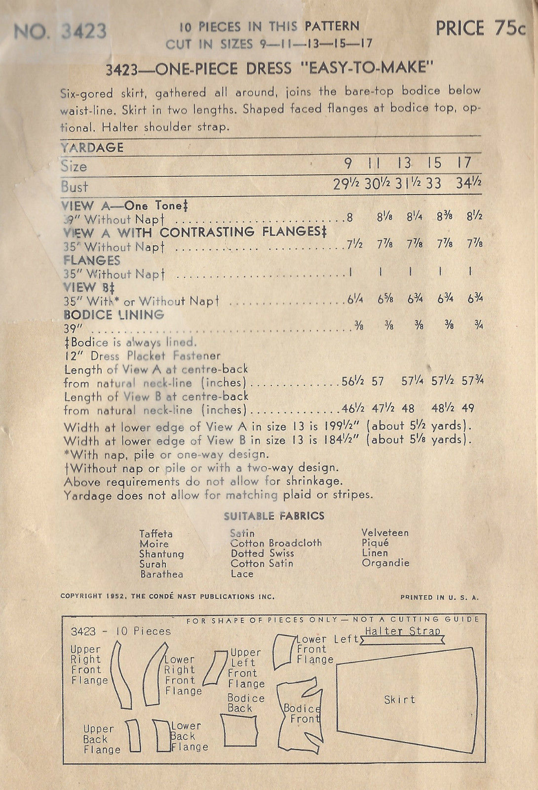 1952-Vintage-VOGUE-Sewing-Pattern-B33-DRESS-1540-252145591791-2