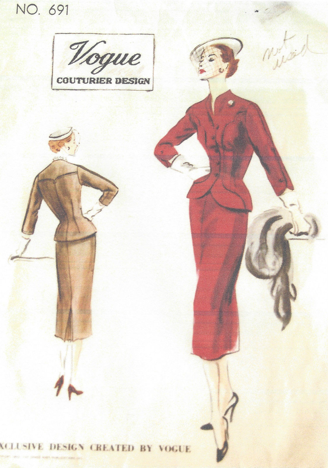 1952-Vintage-VOGUE-Sewing-Pattern-B34-SUIT-JACKET-SKIRT-1110-261318831060