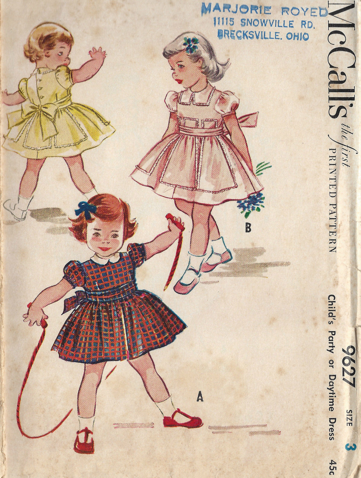 1953-Childrens-Vintage-Sewing-Pattern-S3-C22-DAY-or-PARTY-DRESS-C12-251568314234