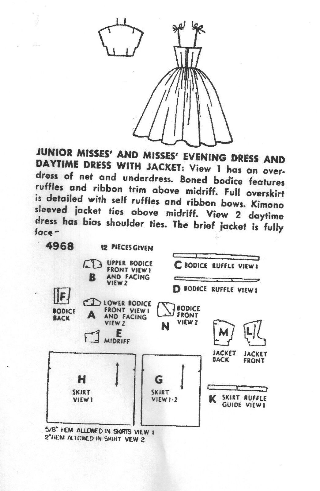 1954-Vintage-Sewing-Pattern-B30-EVENING-DAY-DRESS-JACKET-R700-251174218111-3