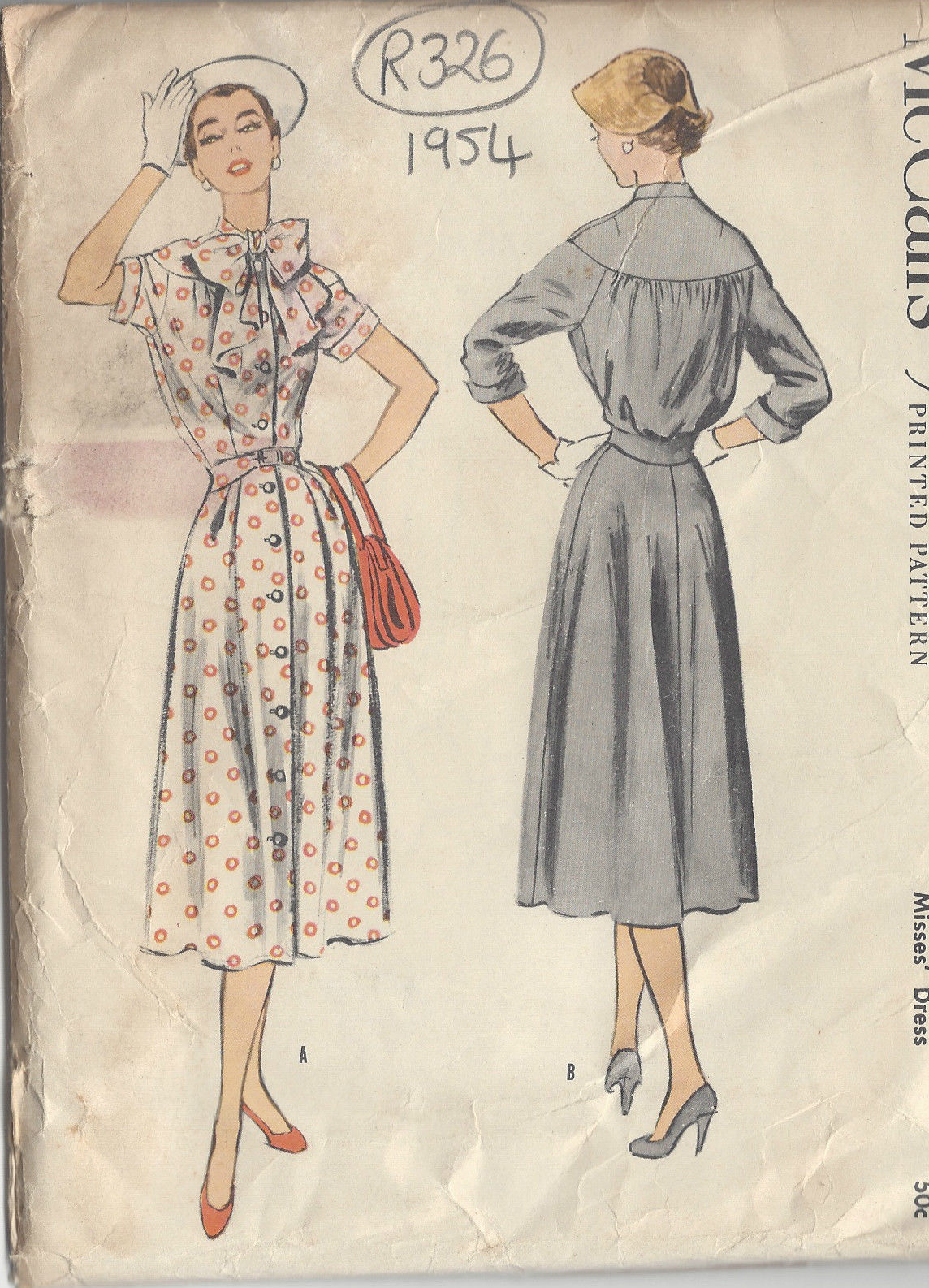 1954-Vintage-Sewing-Pattern-B38-DRESS-R326-251161109872