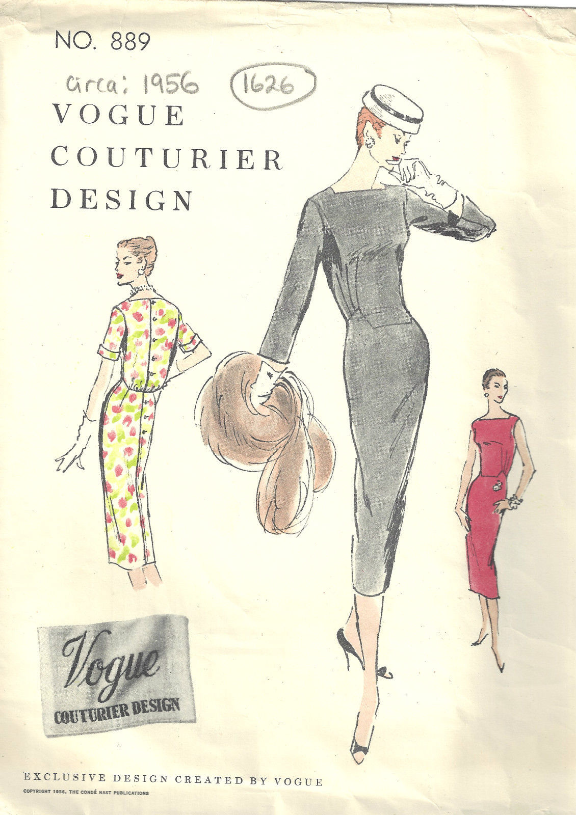 1956-Vintage-VOGUE-Sewing-Pattern-B34-DRESS-1626-252369752695