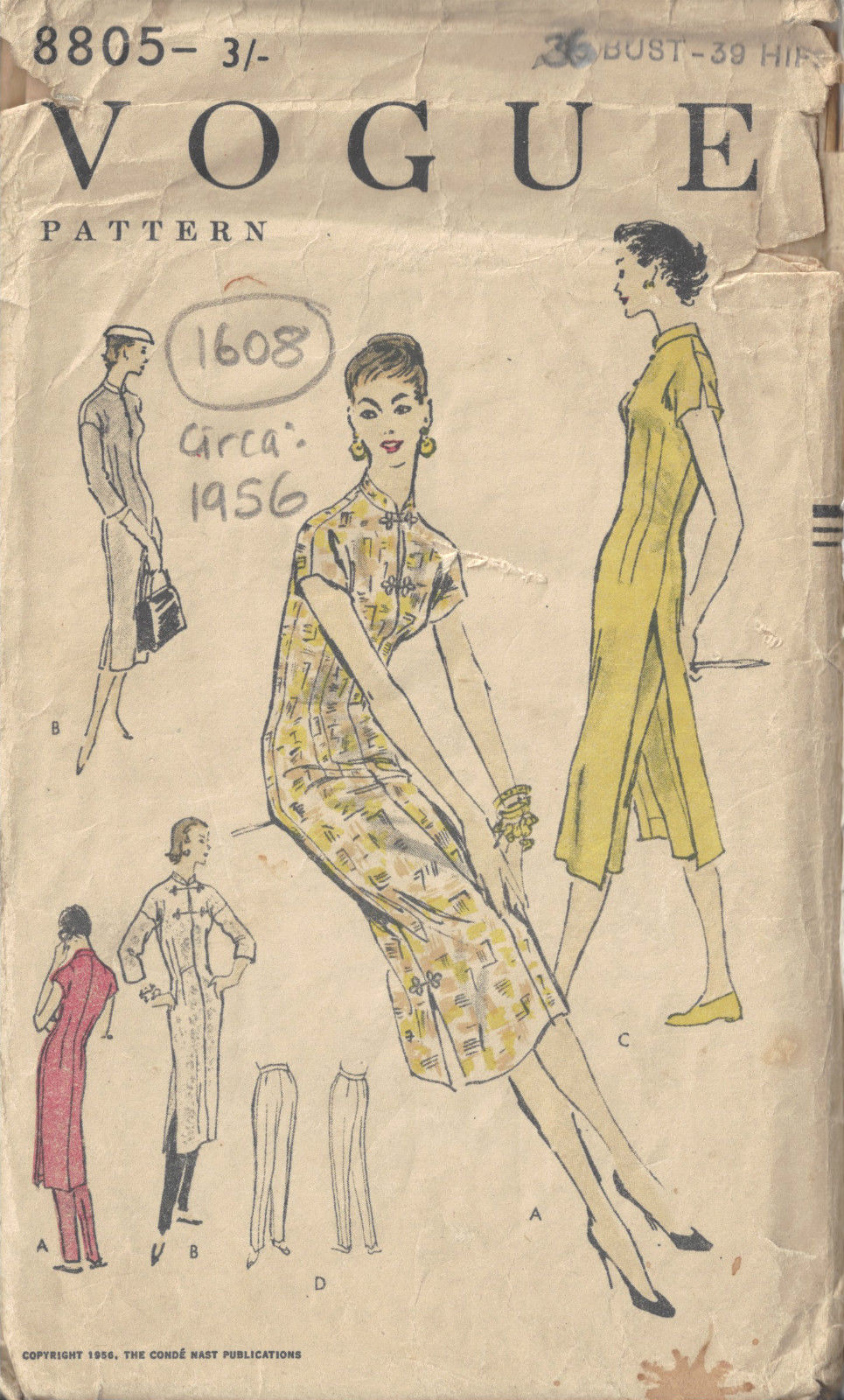 1956-Vintage-VOGUE-Sewing-Pattern-B36-DRESS-PANTS-TROUSERS-1608-262365604702