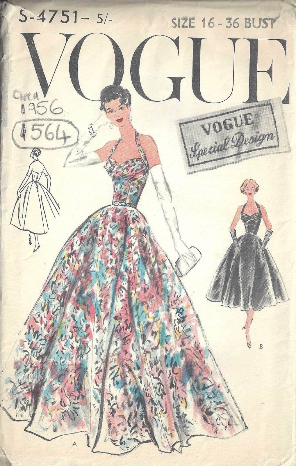 1956-Vintage-VOGUE-Sewing-Pattern-B36-EVENING-DRESS-1564-262189899383