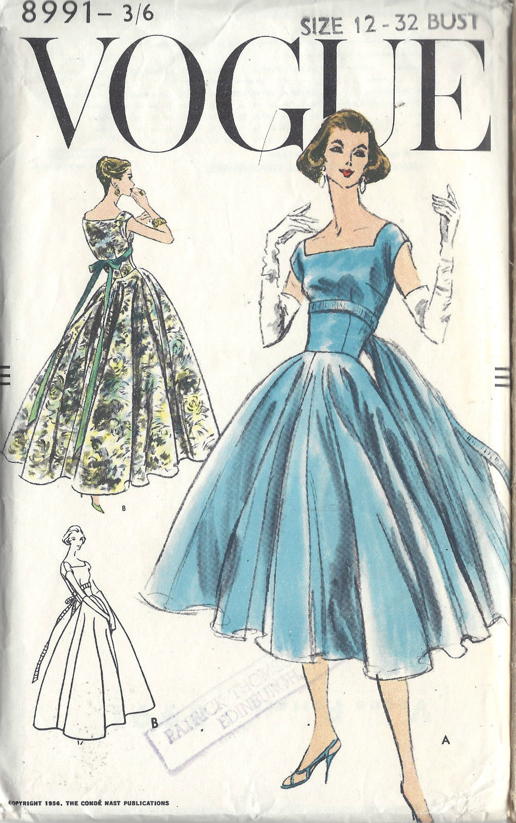 1956-Vintage-VOGUE-Sewing-Pattern-DRESS-B32-1433-261895043243