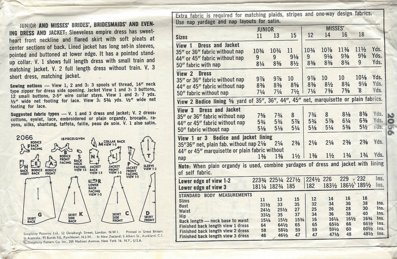 1957-Vintage-Sewing-Pattern-B36-BRIDE-BRIDESMAIDS-EVENING-DRESS-JACKET-1402-261963636769-2