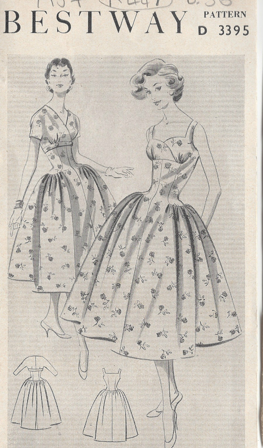 1957-Vintage-Sewing-Pattern-DRESS-B36-R447-251142589789