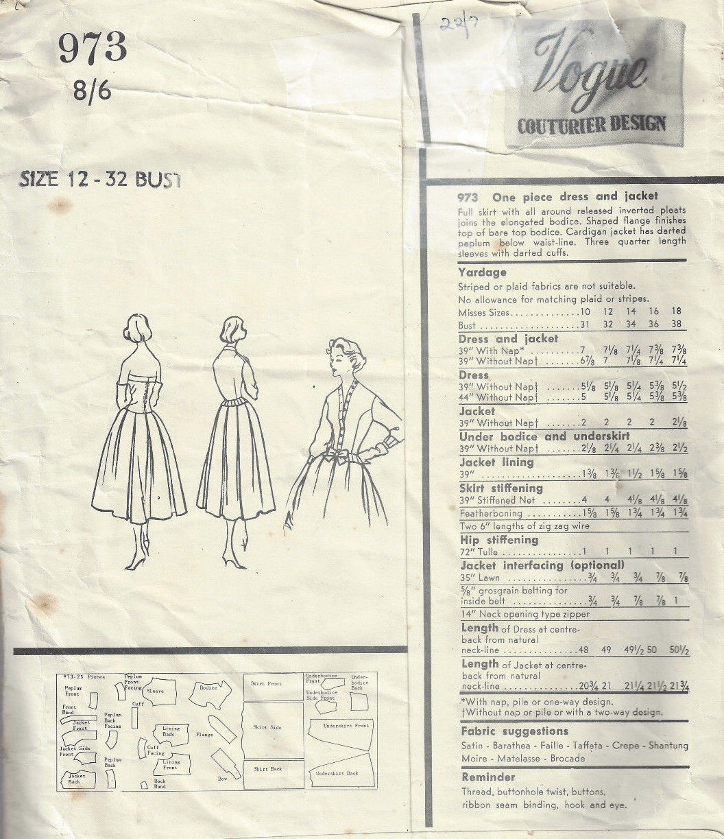 1957-Vintage-VOGUE-Sewing-Pattern-B32-DRESS-JACKET-1805R-BY-JOHN-CAVANAGH-252840060650-2