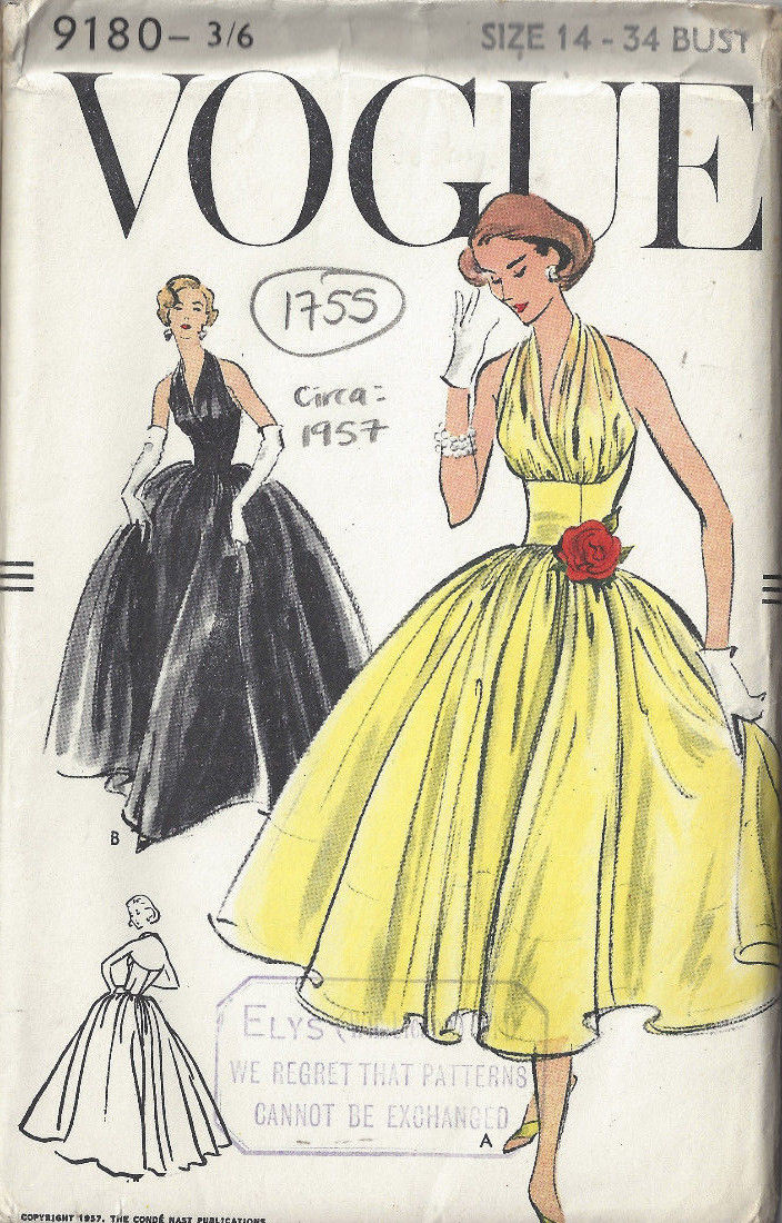 1957-Vintage-VOGUE-Sewing-Pattern-B34-DRESS-1755-262780588620