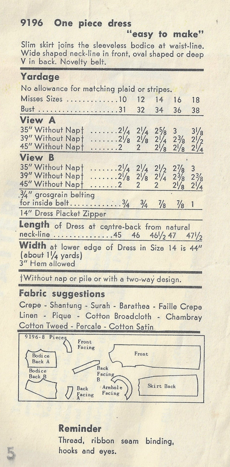 1957-Vintage-VOGUE-Sewing-Pattern-B38-DRESS-1808-252852839502-2