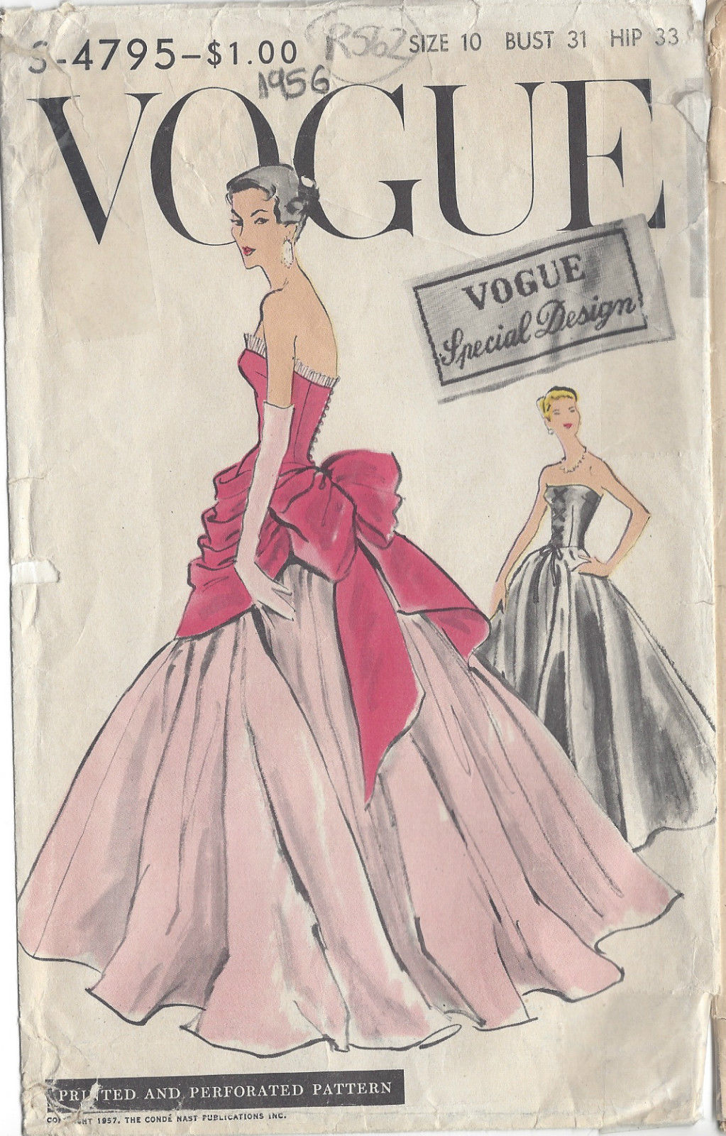 1957-Vintage-VOGUE-Sewing-Pattern-DRESS-B31-R562-261823422878