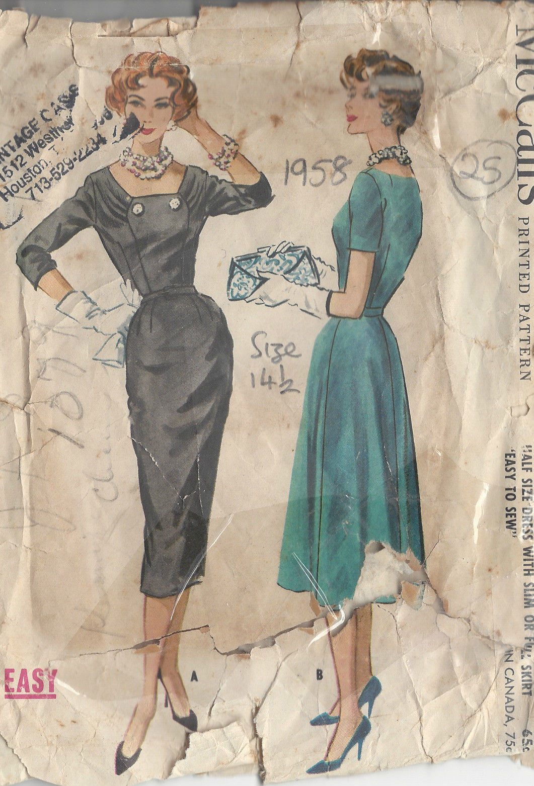 1958-Vintage-Sewing-Pattern-B35-DRESS-25-251161083055