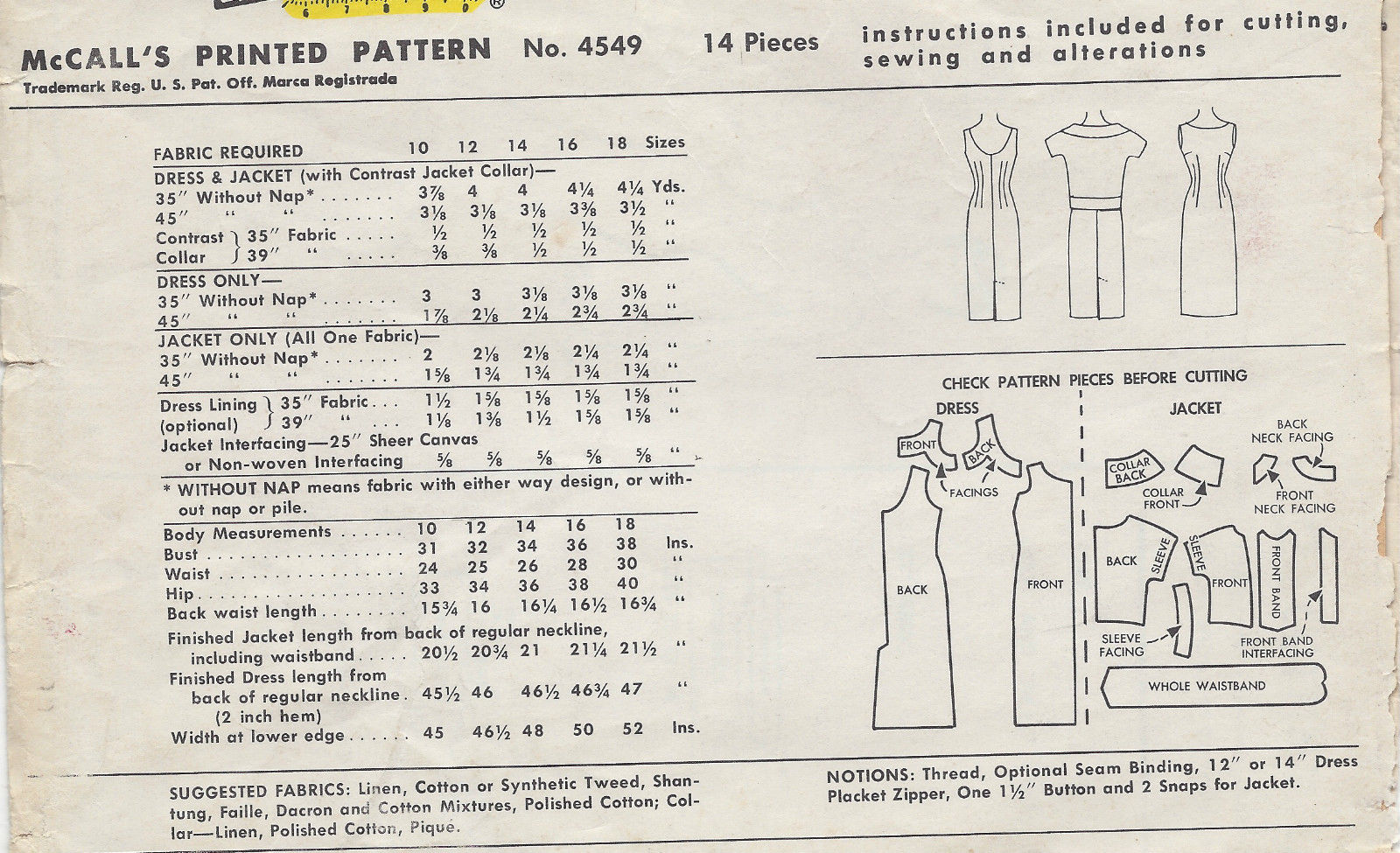 1958-Vintage-Sewing-Pattern-B36-DRESS-JACKET-R247-251161532932-2