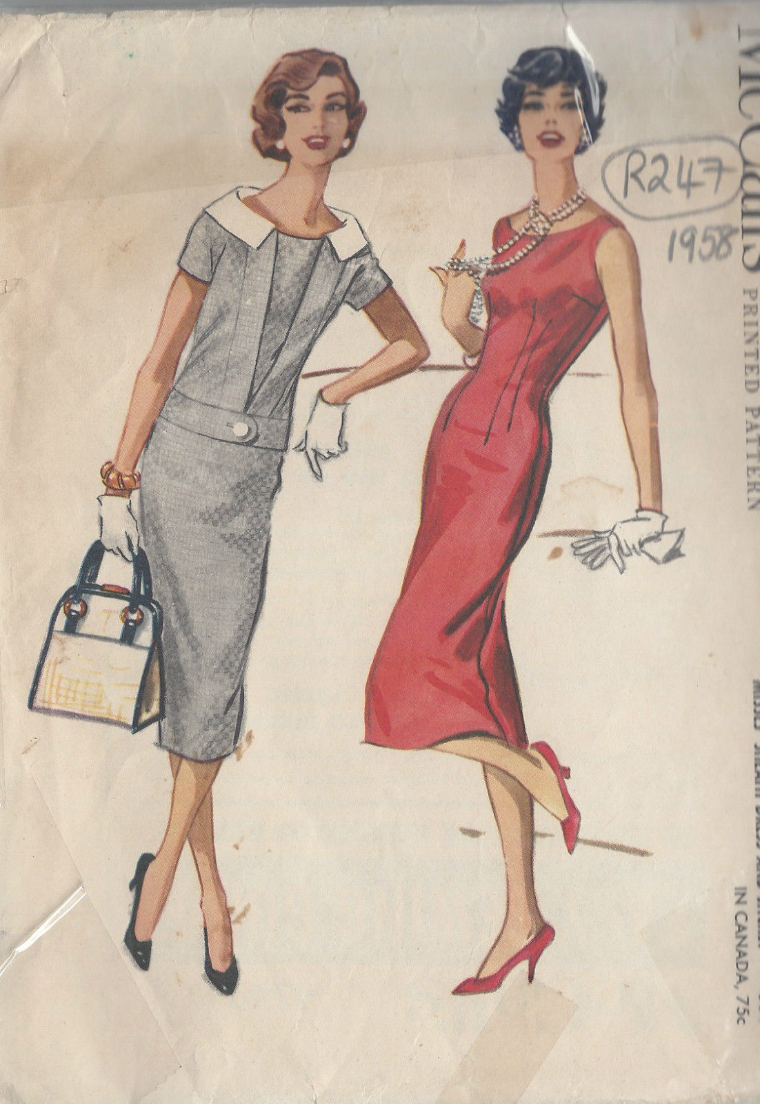 1958-Vintage-Sewing-Pattern-B36-DRESS-JACKET-R247-251161532932