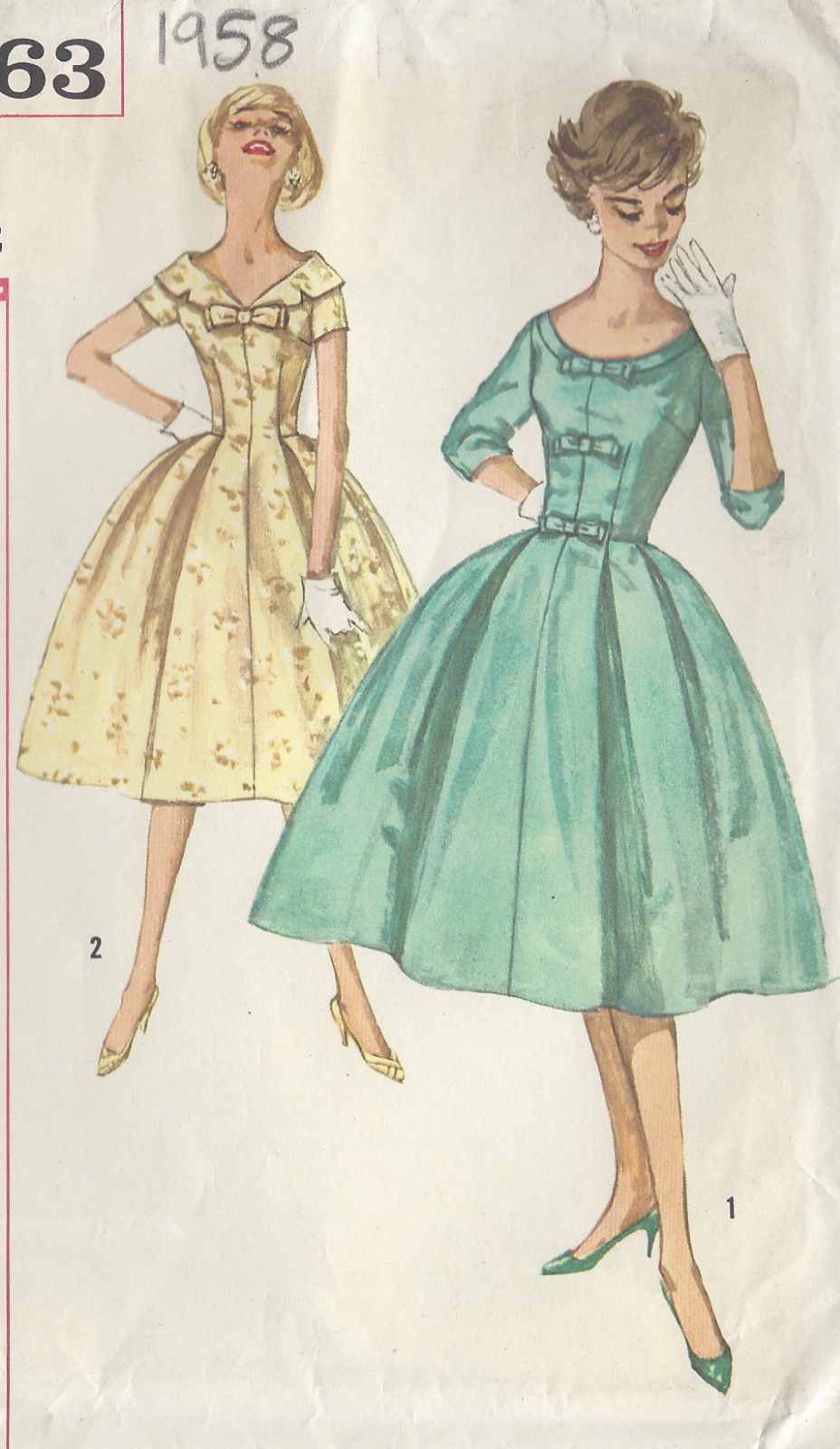 1958-Vintage-Sewing-Pattern-DRESS-B32-R520-251151050450