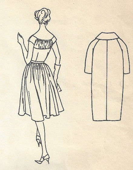 1958-Vintage-VOGUE-Sewing-Pattern-B32-DRESS-COAT-1752-262783226474-3