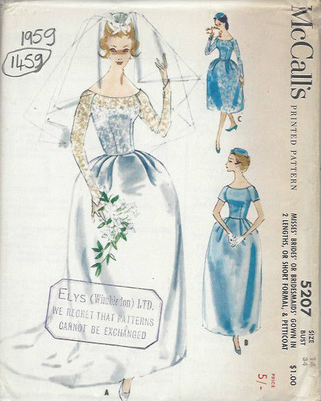 1959-Vintage-Sewing-Pattern-B34-BRIDES-BRIDESMAIDS-DRESS-PETTICOAT-1459R-261959923301