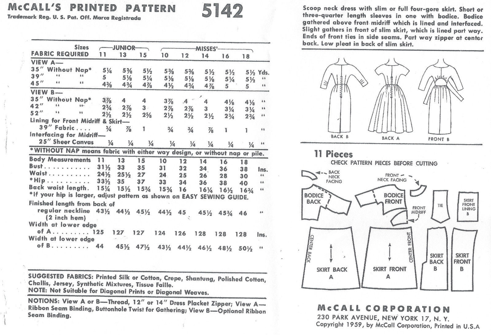 1959-Vintage-Sewing-Pattern-DRESS-B36-122-251147622674-2