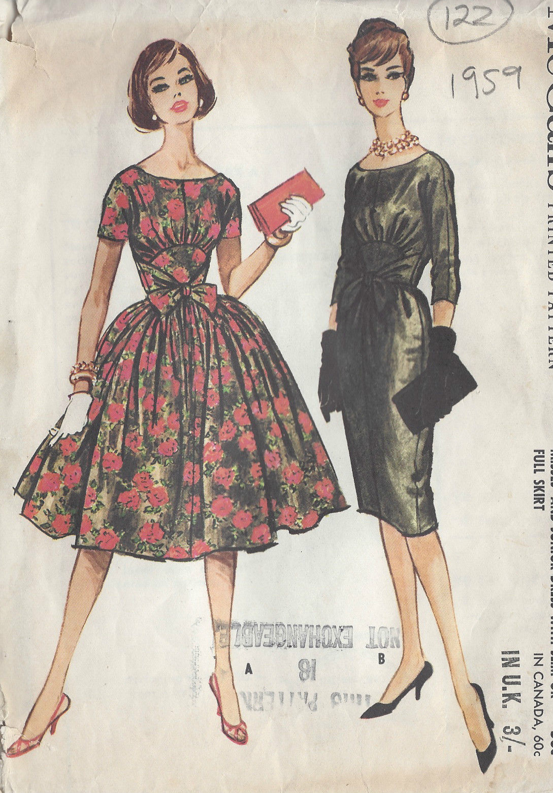 1959-Vintage-Sewing-Pattern-DRESS-B36-122-251147622674