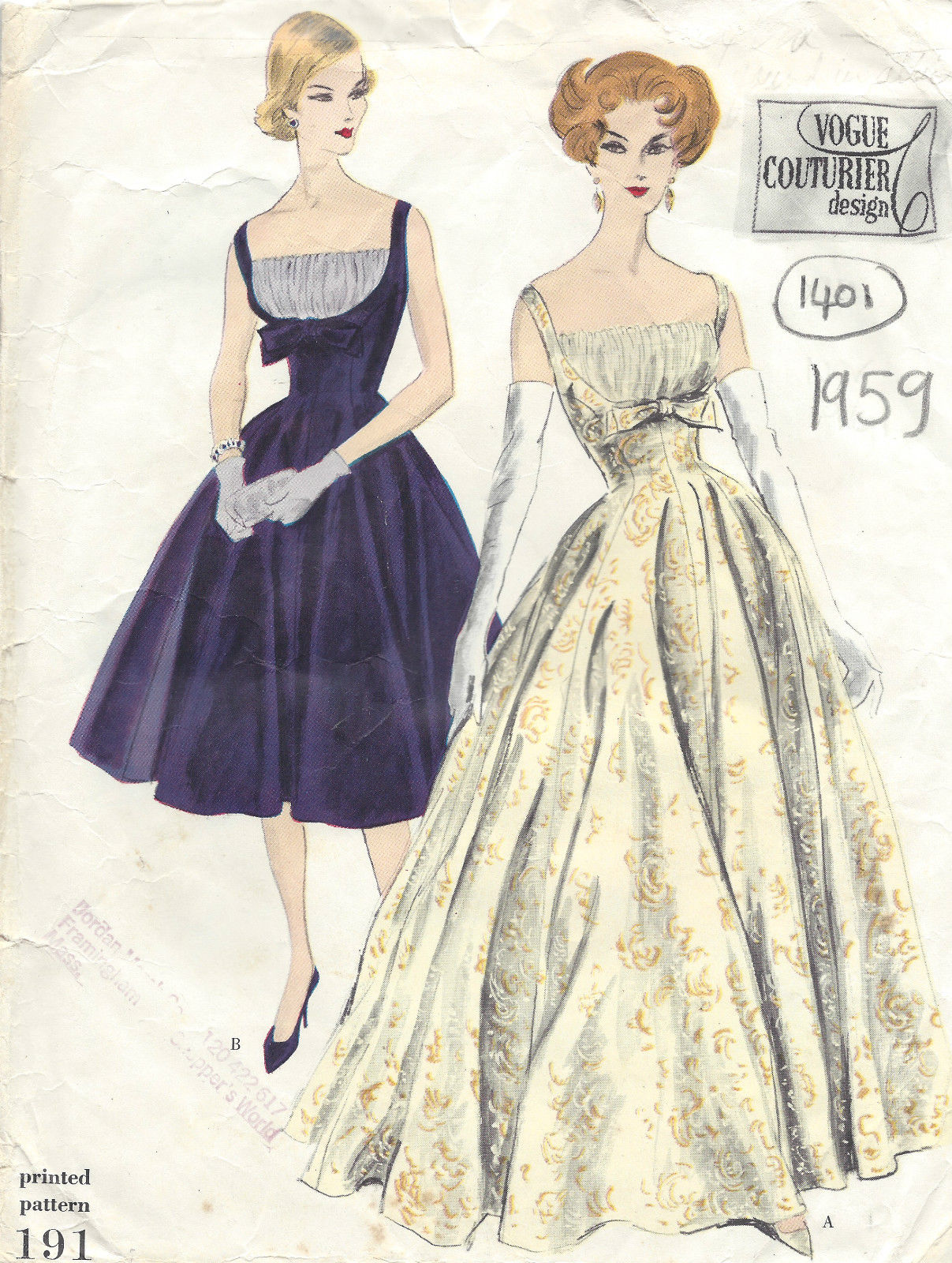 1959-Vintage-VOGUE-Sewing-Pattern-B32-DRESS-1405-261810644713
