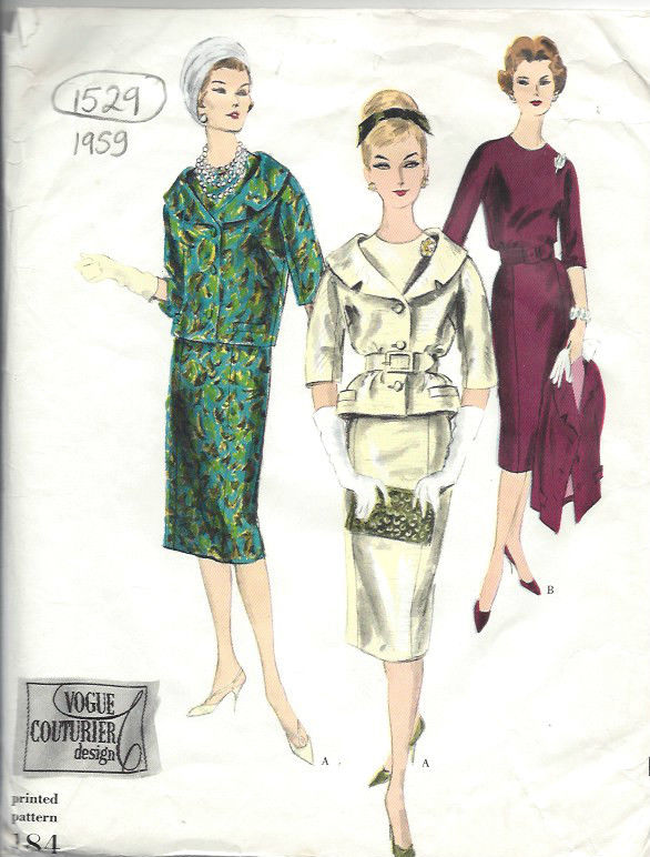 1959-Vintage-VOGUE-Sewing-Pattern-B34-JACKET-DRESS-1529R-252110991911