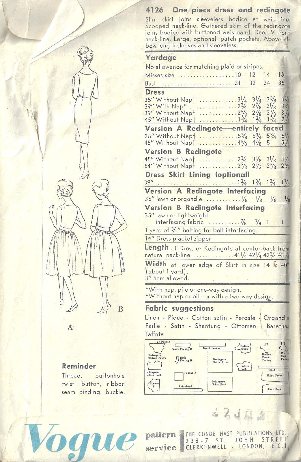 1960-Vintage-VOGUE-Sewing-Pattern-B36-DRESS-REDINGOTE-1654-262447977479-2