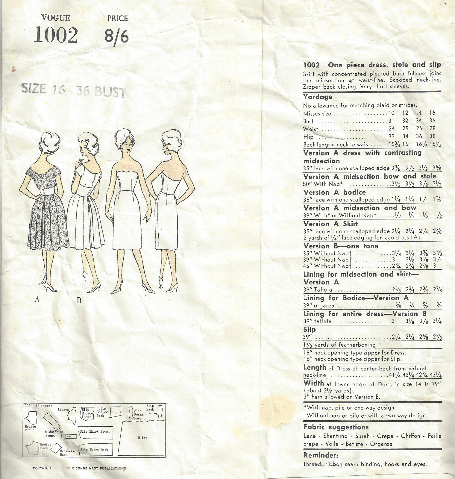 1960-Vintage-VOGUE-Sewing-Pattern-B36-DRESS-STOLE-SLIP-1578-262328480213-2