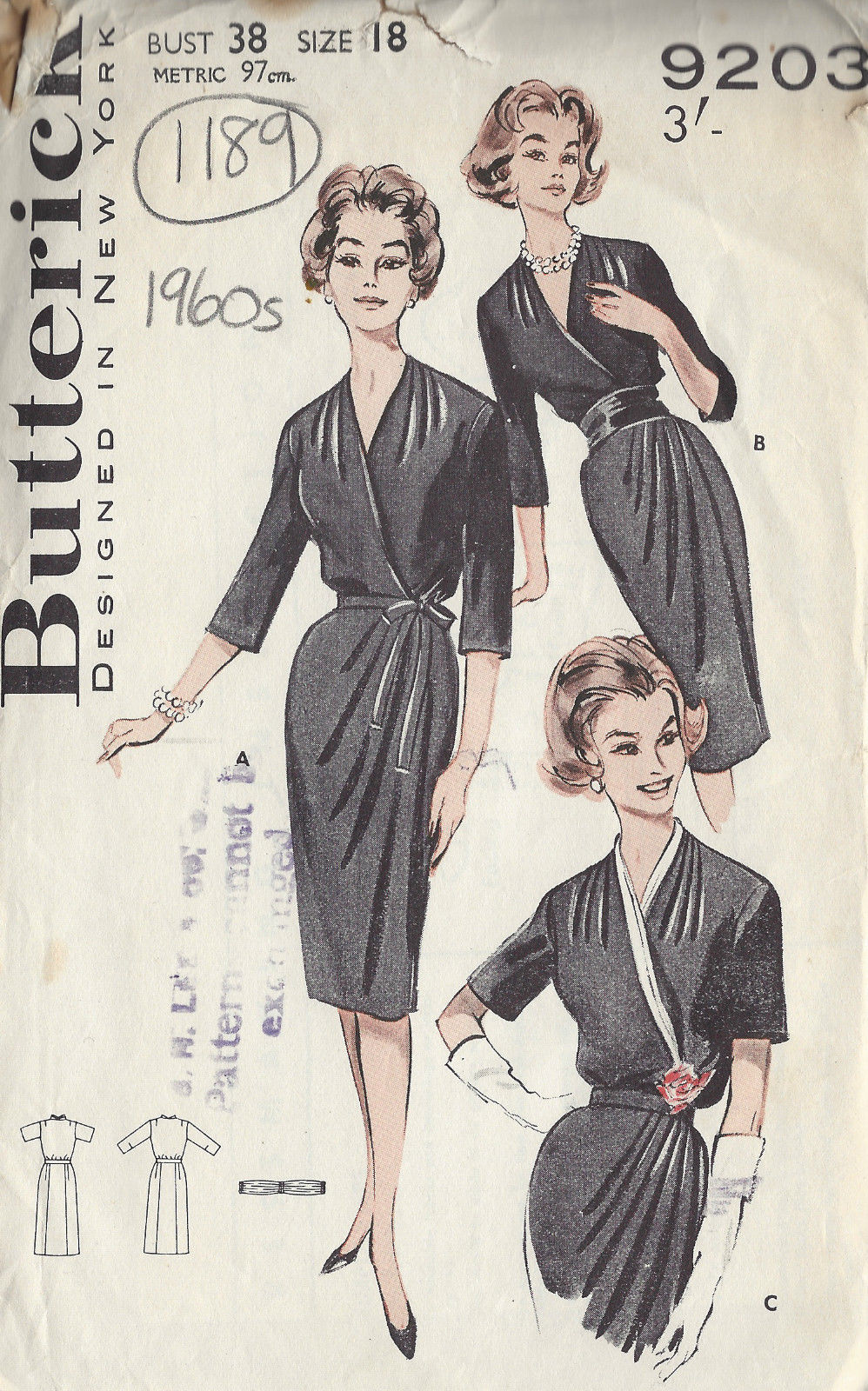1960s-Vintage-Sewing-Pattern-B38-DRESS-1189-261447814967